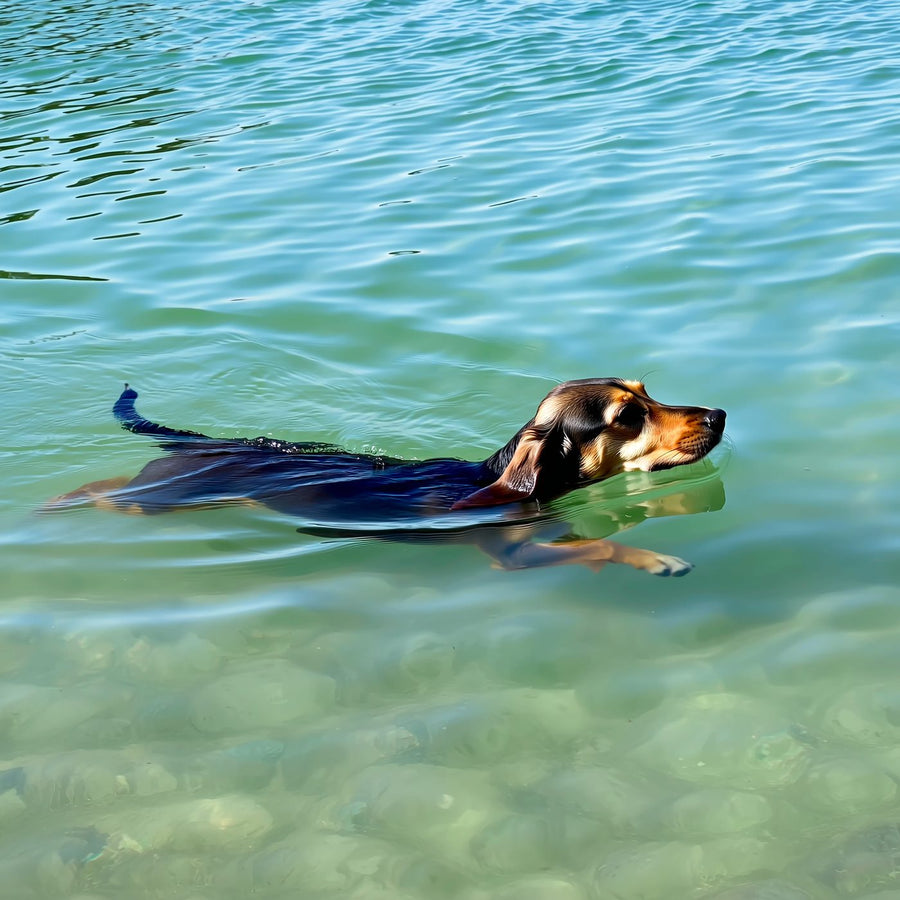 Куче плува в спокойна вода