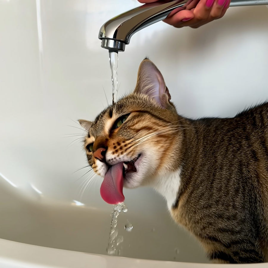 Котка пие вода от чешма