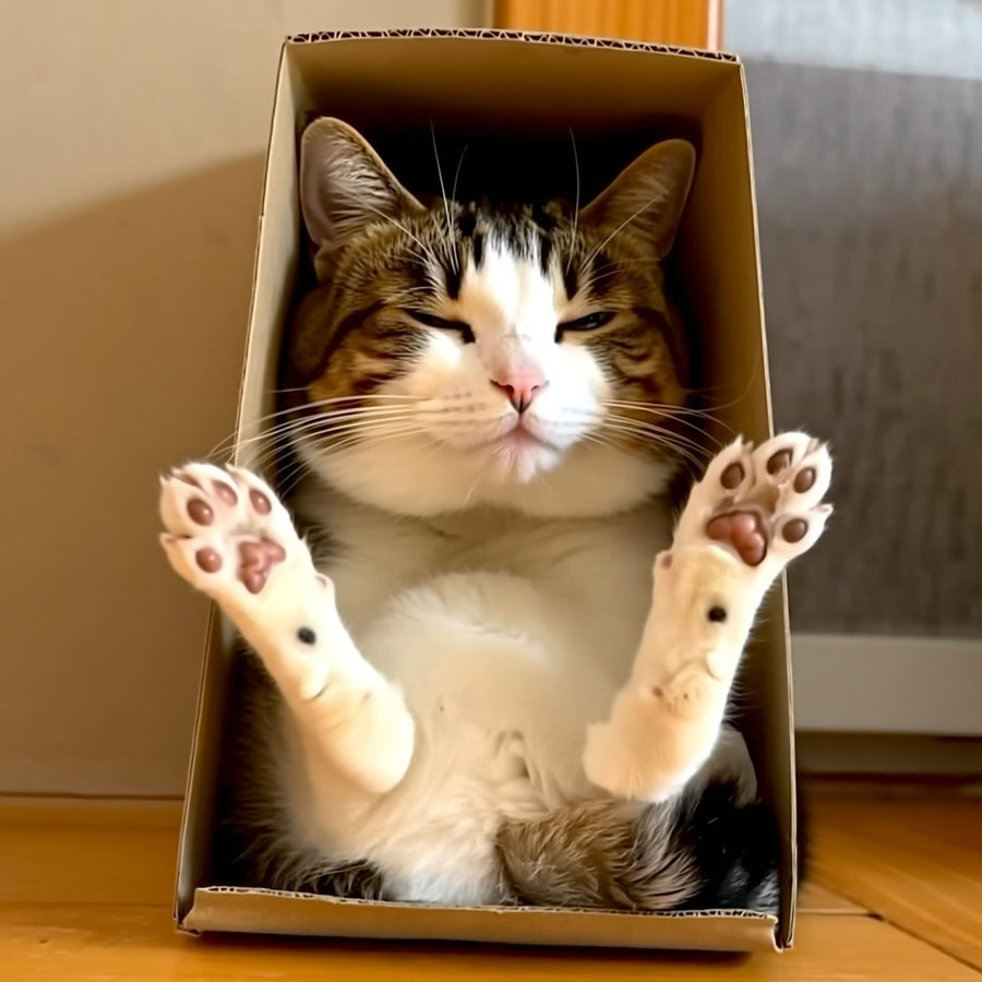 Котка се е сгушила в малка кутия